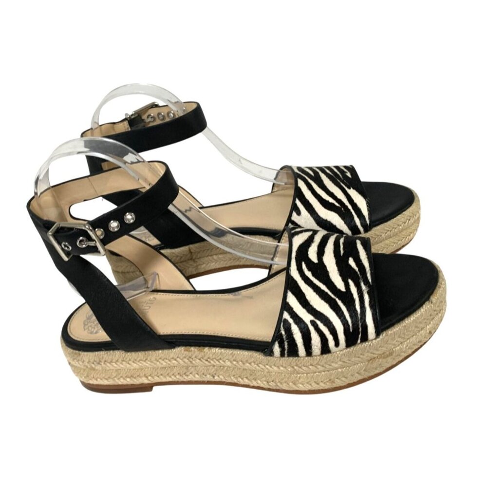 Vince Camuto Womens 7.5 38 Ankle buckle Sandals Espadrille Cow Hide Kathalia Zeb